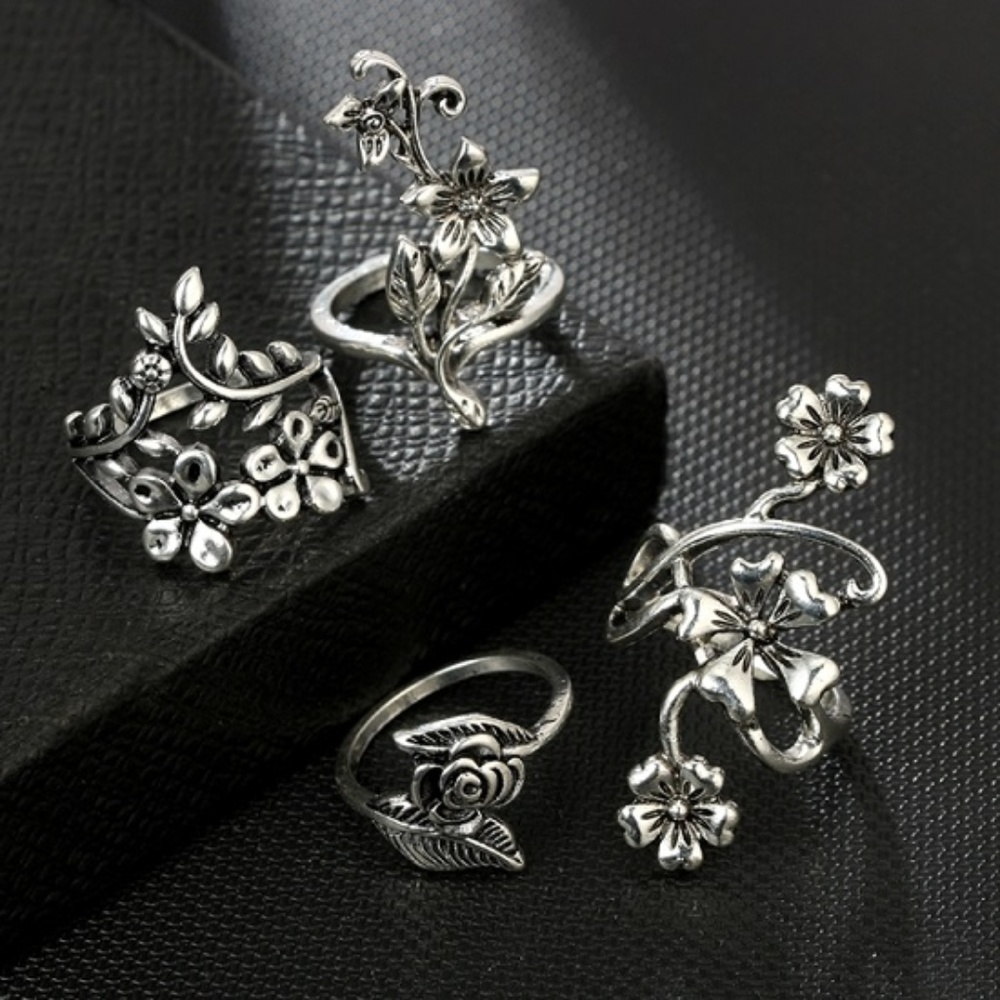 New Ancient Barbie Girl Silver Flower 4 PCs Set - Picture 5 of 5